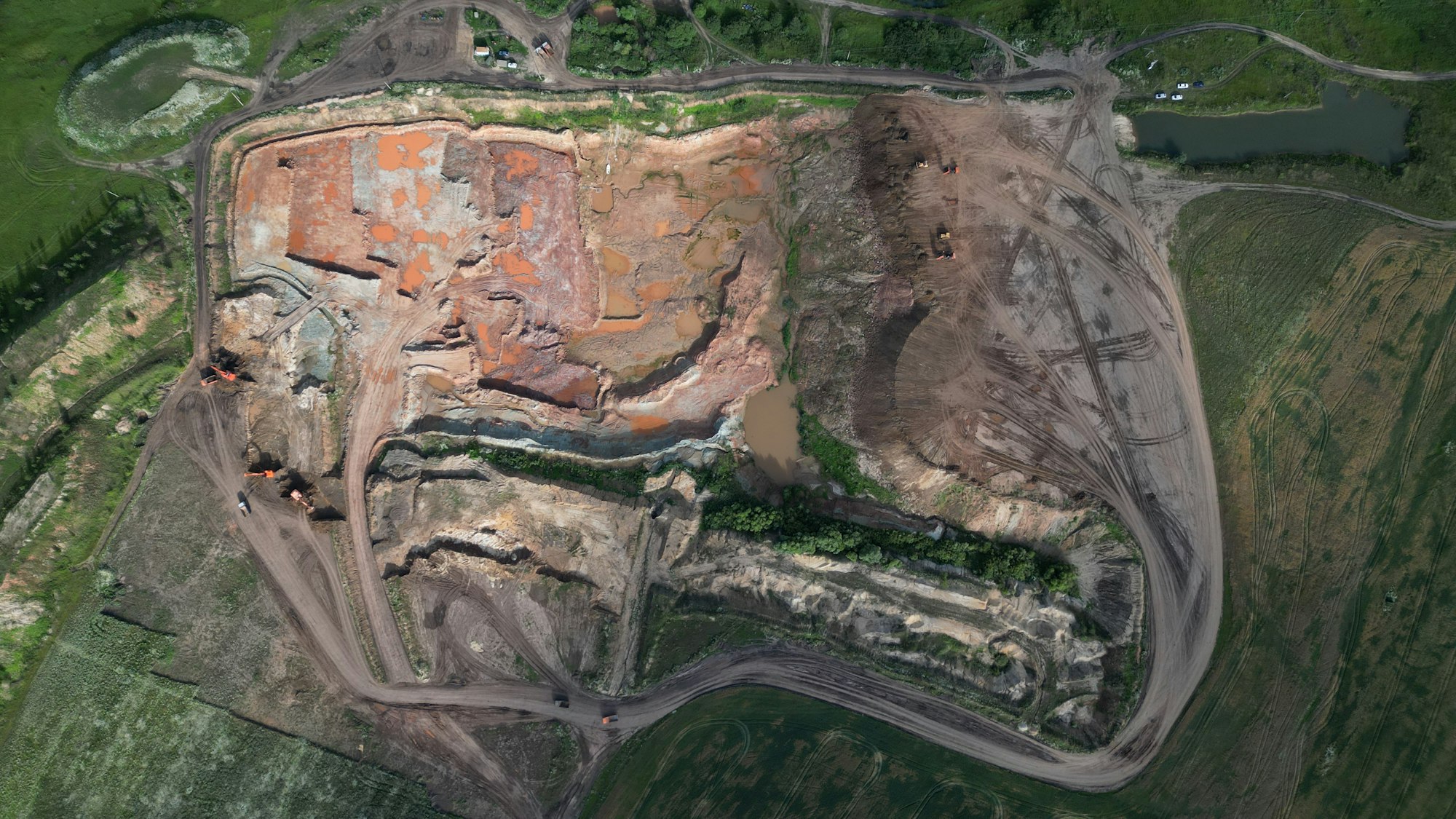 Aerial view of a rock quarry